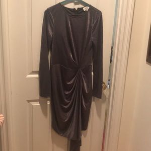 Long sleeve silver evening dress